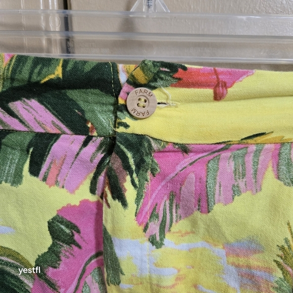 Farm Rio Summer Memories  Beach palm Trees Linen Shorts M Made in Brazil - Picture 3 of 10